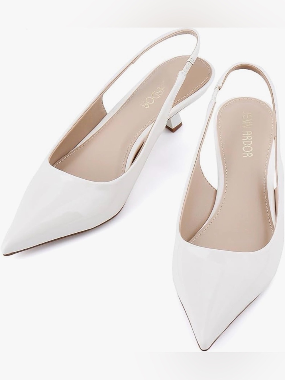 Cream/White Slingback Kitten heel